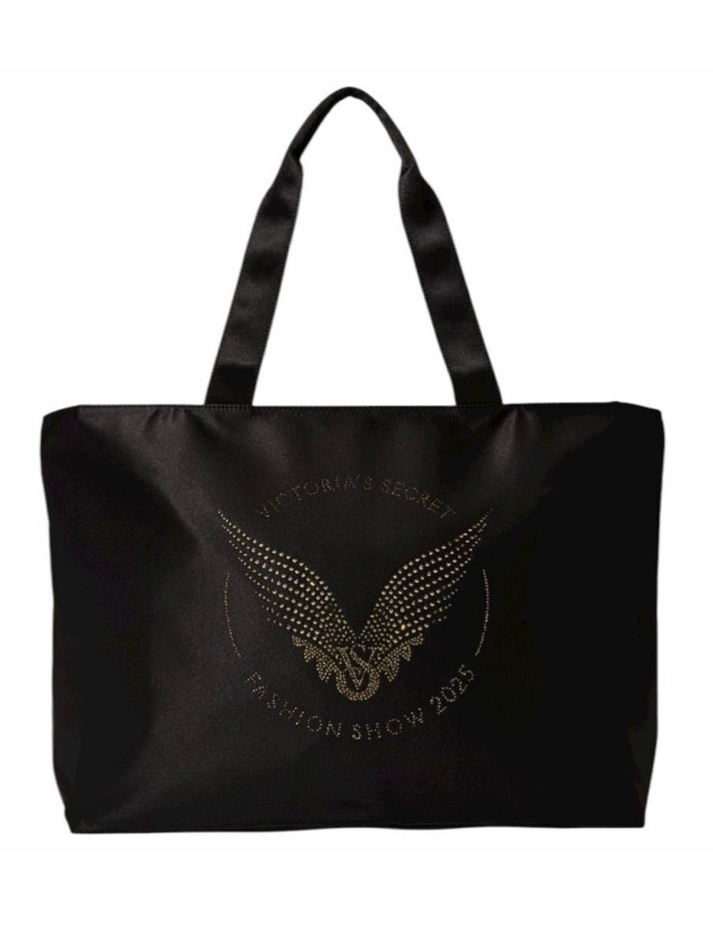 Victoria's Secret Black Tote with Gold Studded Wing Emblem